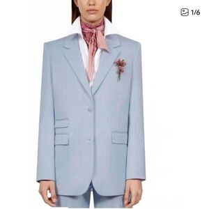 New The Kooples Light Blue Button Down Blazer - Medium (sz 38)